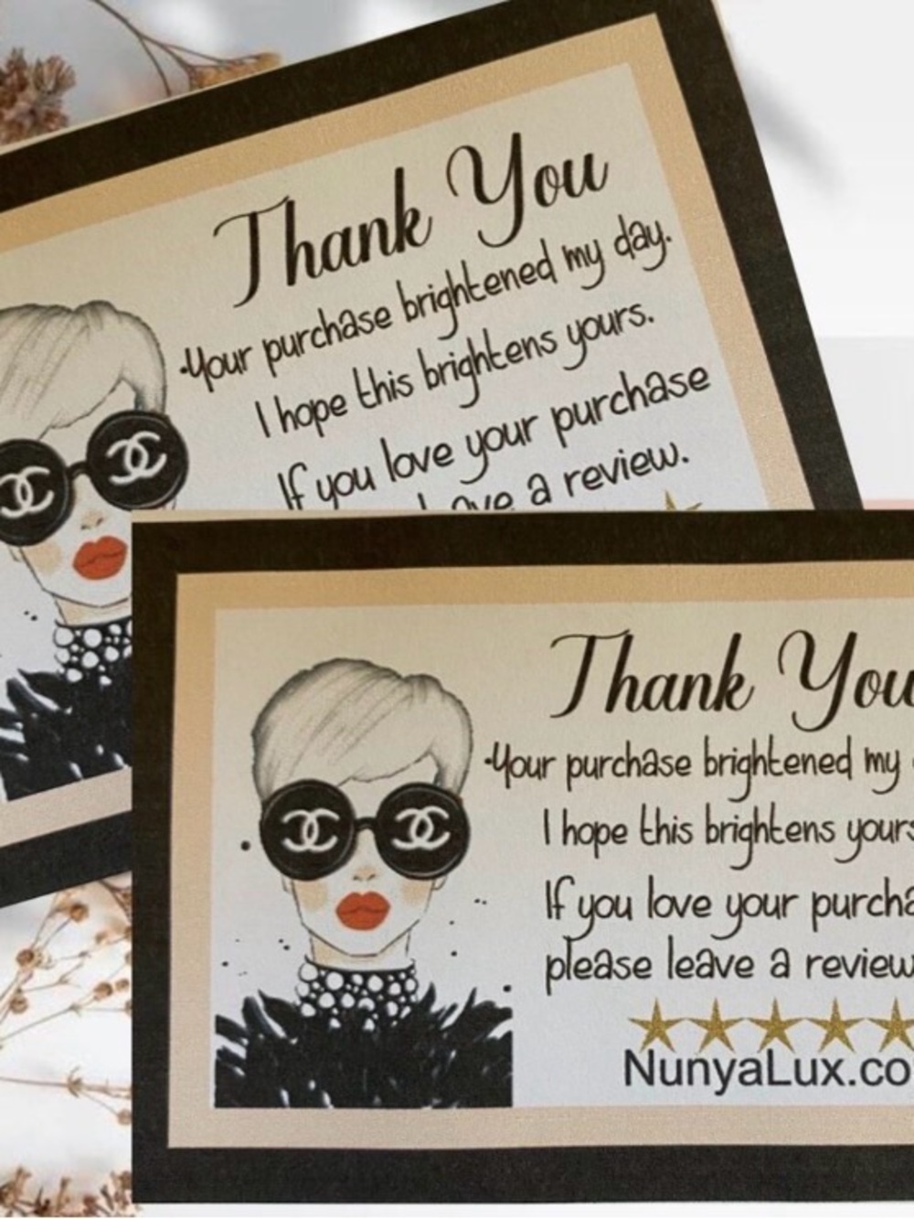 1000 Thank You Cards – Black and Cream Designer Note Cards